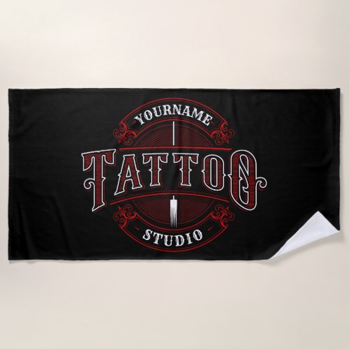 Traditional Style ADD NAME Tattoo Studio Shop Beach Towel