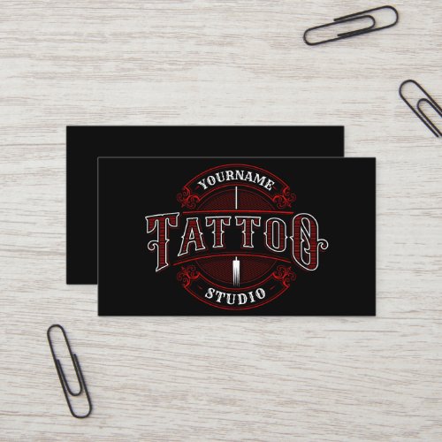 Traditional Style ADD NAME Tattoo Studio Shop Business Card