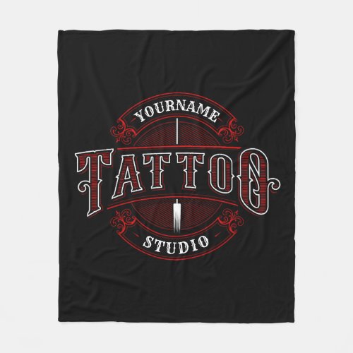 Traditional Style ADD NAME Tattoo Studio Shop Fleece Blanket