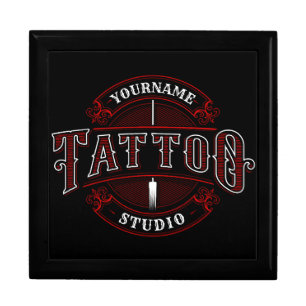 Traditional Style ADD NAME Tattoo Studio Shop Gift Box