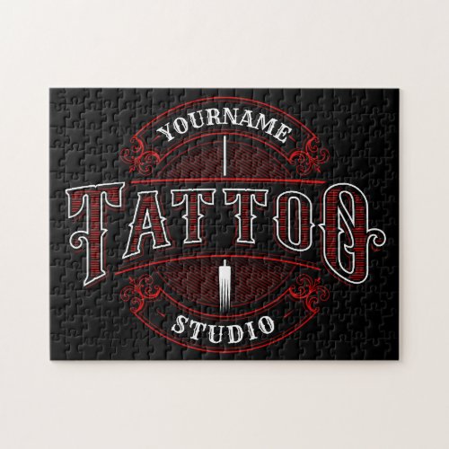 Traditional Style ADD NAME Tattoo Studio Shop Jigsaw Puzzle