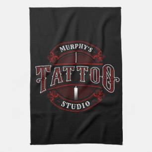 Traditional Style ADD NAME Tattoo Studio Shop Kitchen Towel