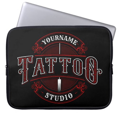 Traditional Style ADD NAME Tattoo Studio Shop Laptop Sleeve