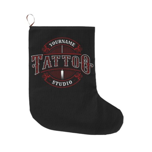 Traditional Style ADD NAME Tattoo Studio Shop Large Christmas Stocking