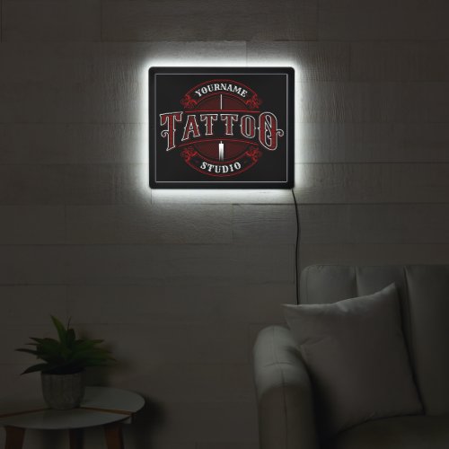 Traditional Style ADD NAME Tattoo Studio Shop LED Sign