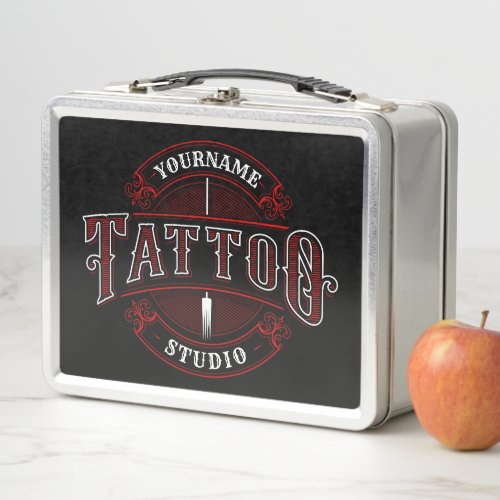 Traditional Style ADD NAME Tattoo Studio Shop Metal Lunch Box
