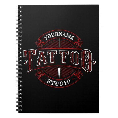 Traditional Style ADD NAME Tattoo Studio Shop Notebook