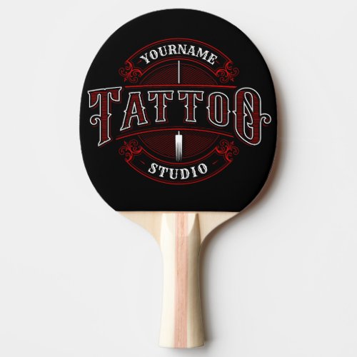 Traditional Style ADD NAME Tattoo Studio Shop Ping Pong Paddle