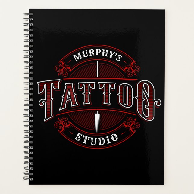 Traditional Style ADD NAME Tattoo Studio Shop Planner (Front)