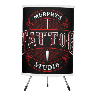 Traditional Style ADD NAME Tattoo Studio Shop Tripod Lamp