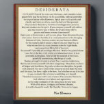 Traditional Style Desiderata Poem by Max Ehrmann Plaque<br><div class="desc">Inspirational Desiderata</div>