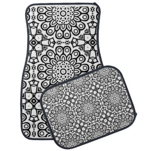 Traditional sunflower batik pattern ornamentscroll car floor mat