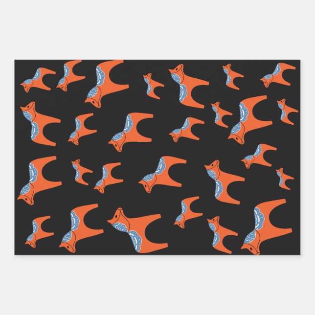 Traditional Swedish Dala Horse  Wrapping Paper Sheets (Front)
