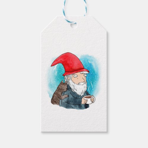 Traditional Swedish Tomten Christmas Watercolor  Gift Tags