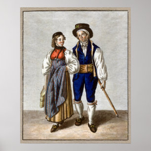 Traditional Swiss Couple from Oberhasli, Bern Poster