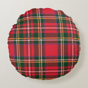Traditional Tartan Plaid Seamless Wallpaper Round Pillow