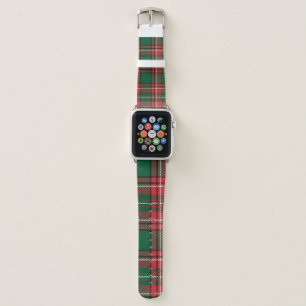 Traditional tartan: red-green plaid pattern. apple watch band