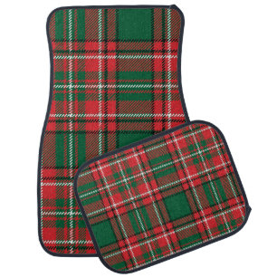 Traditional tartan: red-green plaid pattern. car floor mat