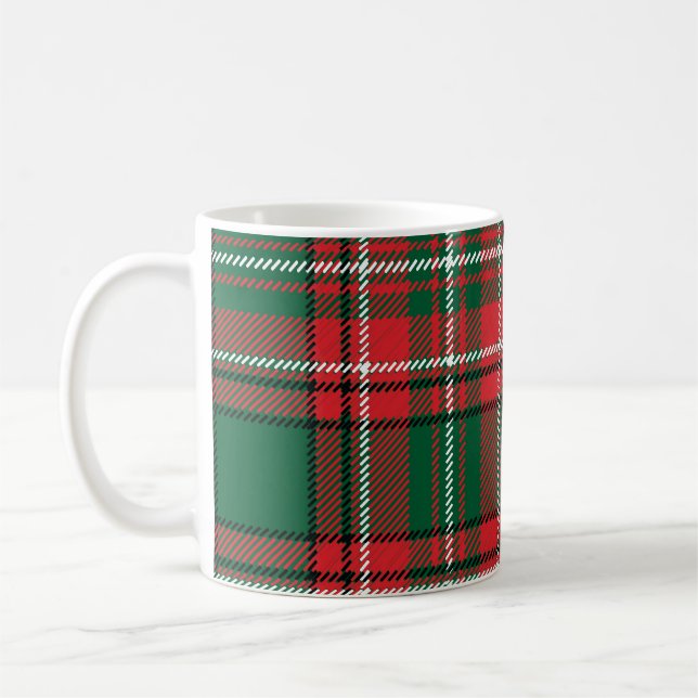 Traditional tartan: red-green plaid pattern. coffee mug (Left)