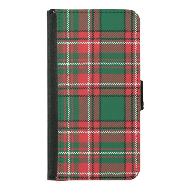 Traditional tartan: red-green plaid pattern. samsung galaxy wallet case (Front)
