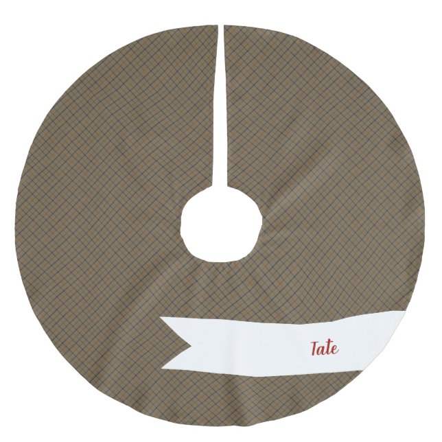Traditional Tattersall Brooks Camel Plaid Brushed Polyester Tree Skirt (Front)