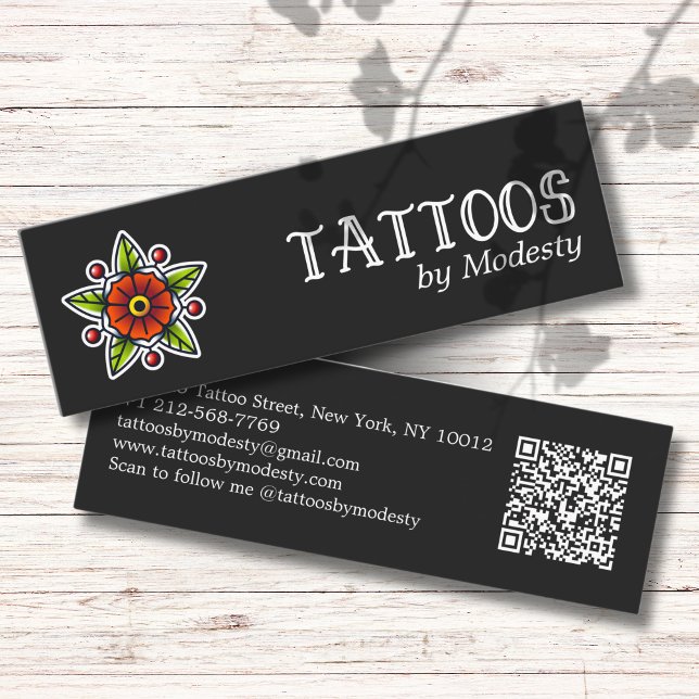 Traditional Tattoo Flower Mini Business Card (Creator Uploaded)