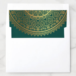 Traditional Teal Gold Mandala Indian Wedding Envelope Liner