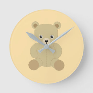 Traditional Teddy Bear Round Clock