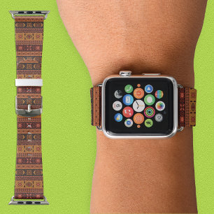 Traditional Terracotta Ethnic Tribal Boho Pattern Apple Watch Band
