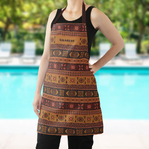 Traditional Terracotta Ethnic Tribal Boho Pattern Apron