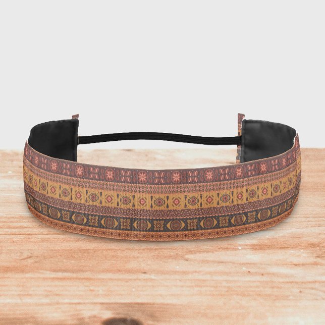 Traditional Terracotta Ethnic Tribal Boho Pattern Athletic Headband (Creator Uploaded)