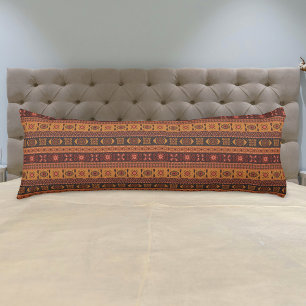 Traditional Terracotta Ethnic Tribal Boho Pattern Body Pillow