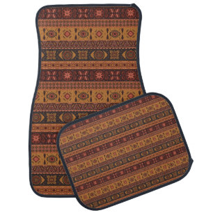 Traditional Terracotta Ethnic Tribal Boho Pattern Car Floor Mat