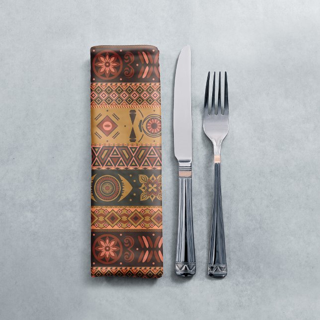 Traditional Terracotta Ethnic Tribal Boho Pattern Cloth Napkin (Creator Uploaded)