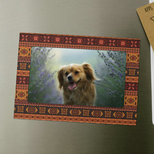 Traditional Terracotta Ethnic Tribal Boho Pattern Magnetic Frame