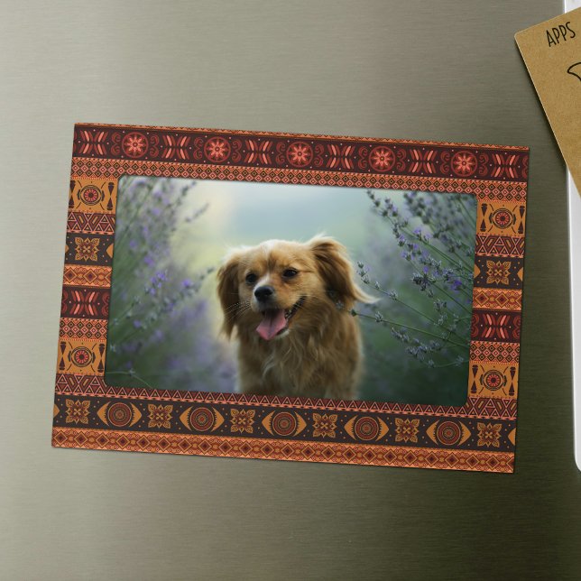 Traditional Terracotta Ethnic Tribal Boho Pattern Magnetic Frame (Creator Uploaded)