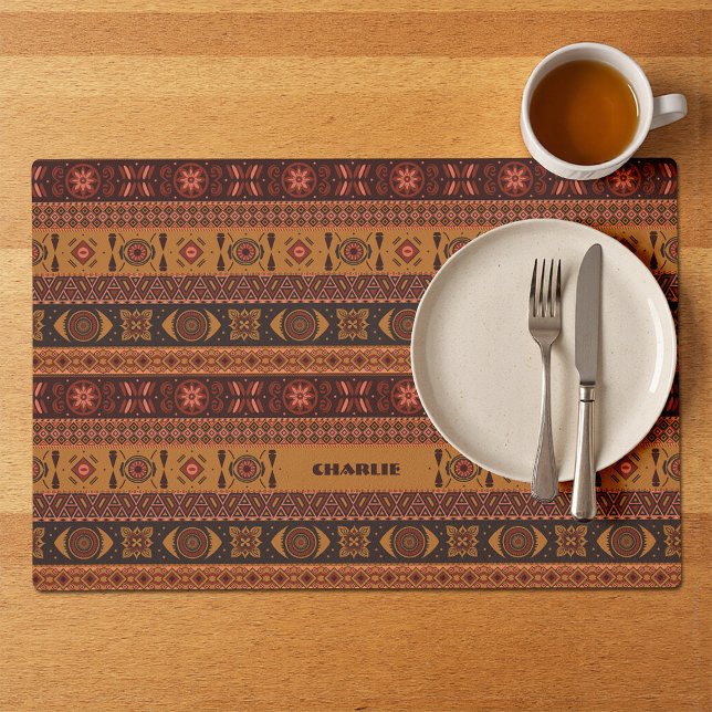 Traditional Terracotta Ethnic Tribal Boho Pattern Placemat (Creator Uploaded)