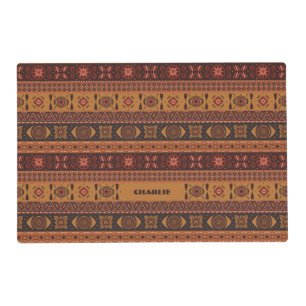 Traditional Terracotta Ethnic Tribal Boho Pattern Placemat
