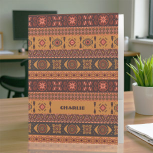 Traditional Terracotta Ethnic Tribal Boho Pattern Pocket Folder