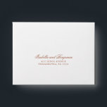 Traditional Terracotta Formal Elegant RSVP Wedding Envelope<br><div class="desc">Simple terracotta Wedding RSVP Envelope featuring your names in an elegant calligraphy along with your return address. All text is in burnt orange / rust over a white background and may be changed to any color you wish by clicking the "customize" button. This classic style Wedding RSVP Envelope with traditional...</div>