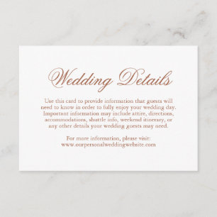 Traditional Terracotta Formal Elegant Wedding Enclosure Card