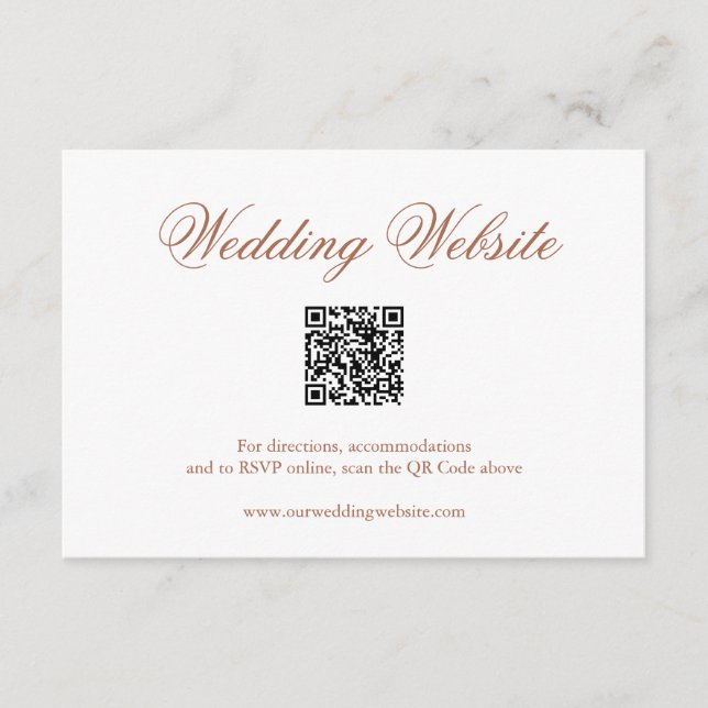 Traditional Terracotta Formal QR Code Wedding Enclosure Card (Front)