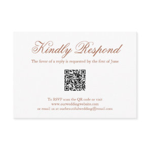 Traditional Terracotta Formal QR Code Wedding RSVP Card