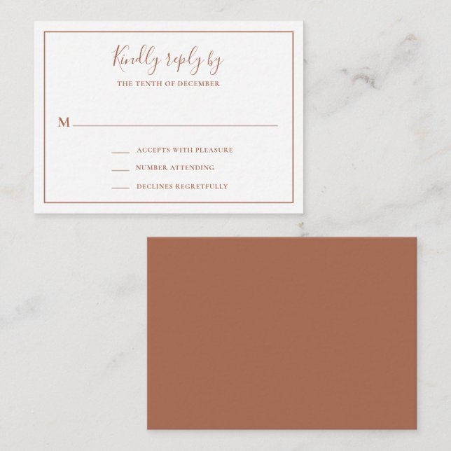 Traditional Terracotta Mini Wedding RSVP Card (Front/Back)