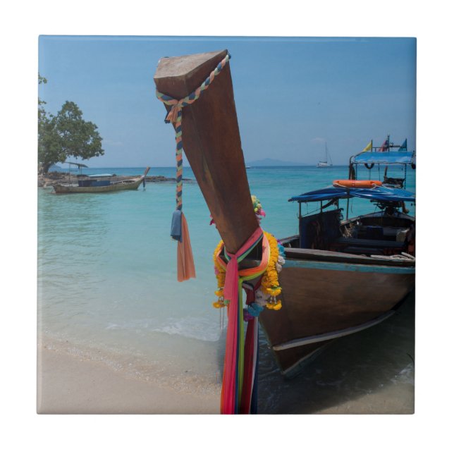 Traditional Thai Boat Ceramic Tile (Front)