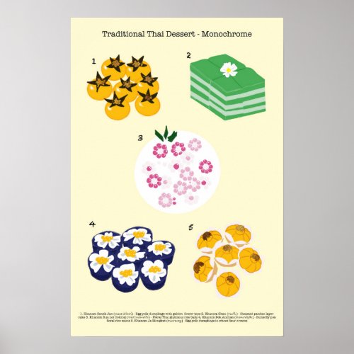 Traditional Thai Dessert _ Monochrome Poster