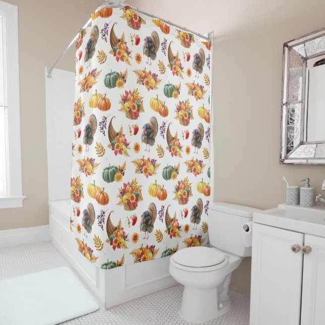 Traditional Thanksgiving Holiday Shower Curtain (In Situ)