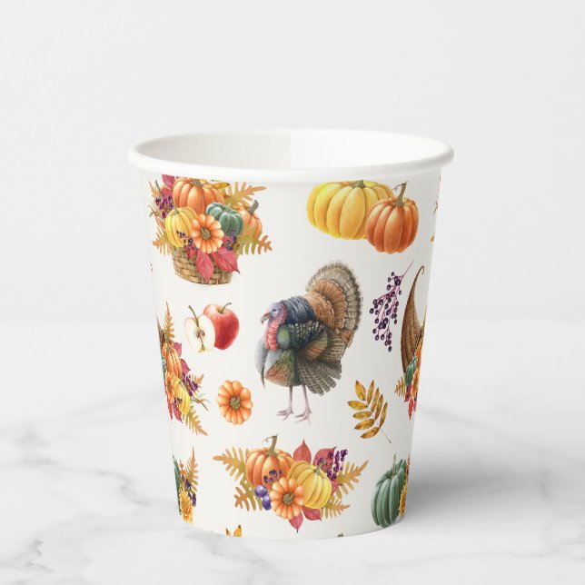 Traditional Thanksgiving Paper Cups (Left)