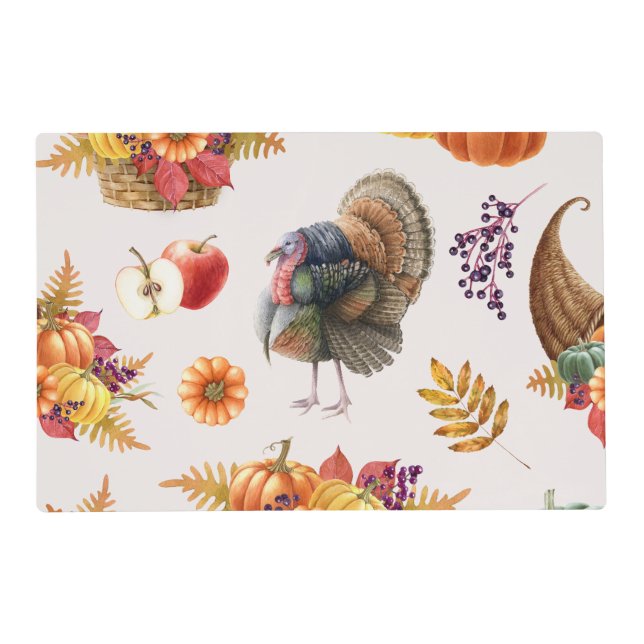 Traditional Thanksgiving Paper Placemat (Front)