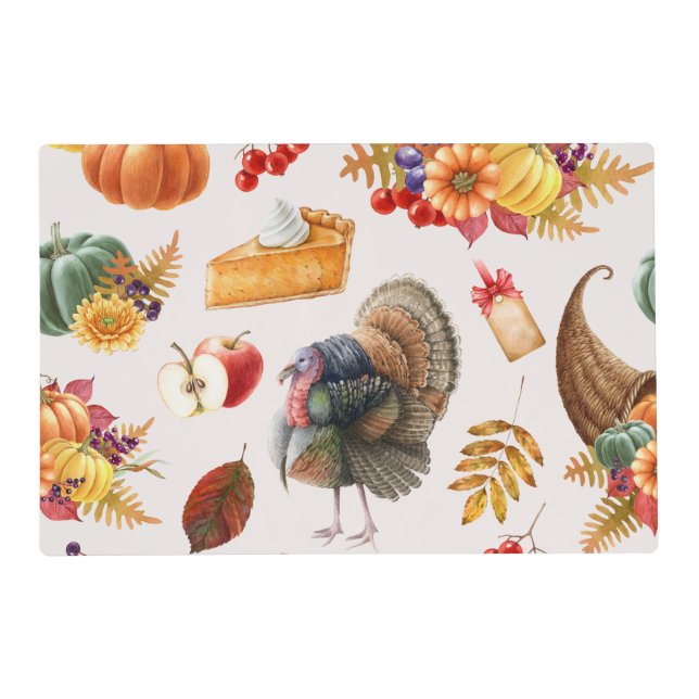 Traditional Thanksgiving Paper Placemat (Front)